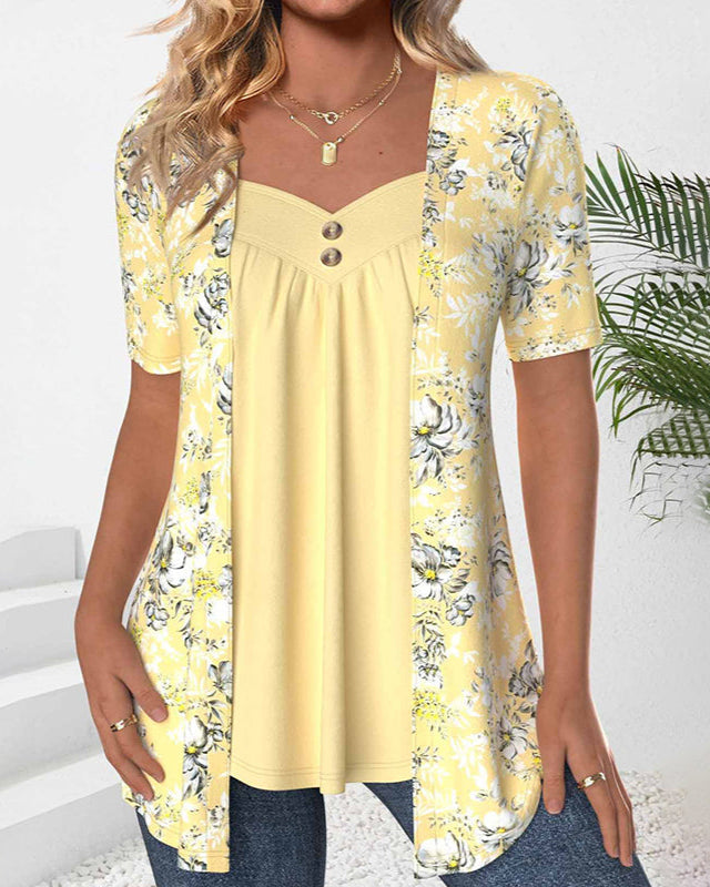 Léa - Blouse floral jaune