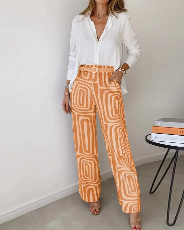 Madelon | Ensemble chic: pantalon, chemise et ceinture