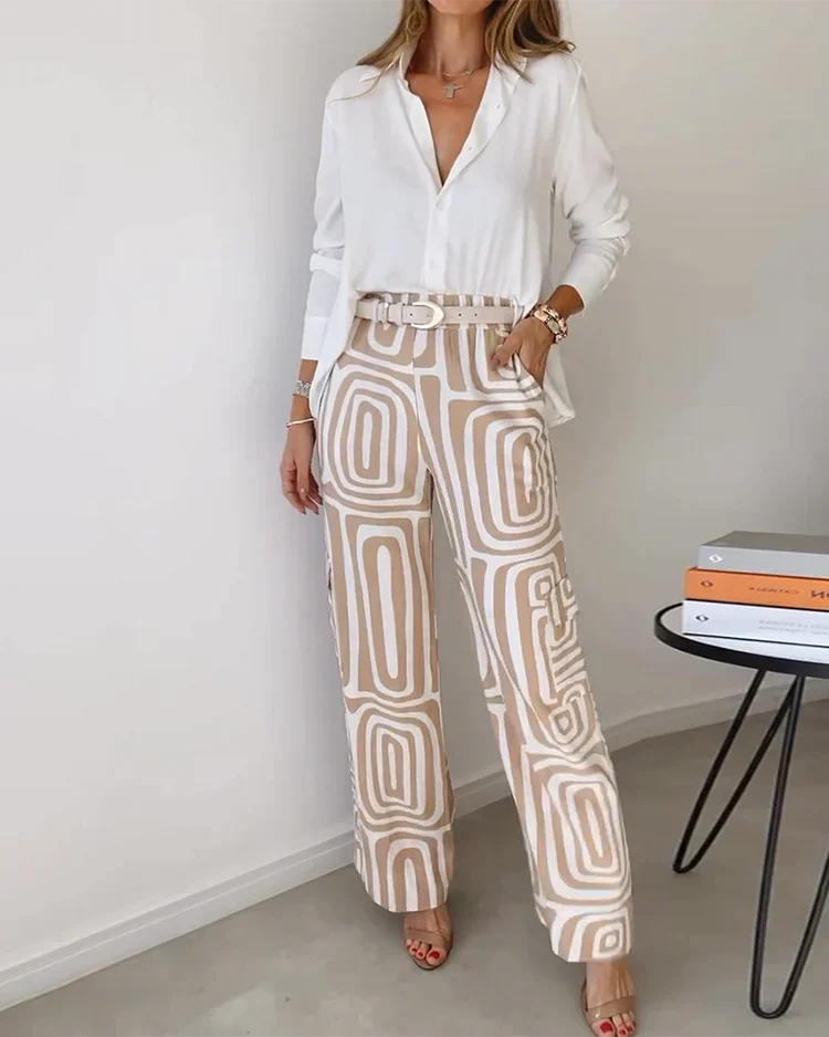 Madelon | Ensemble chic: pantalon, chemise et ceinture
