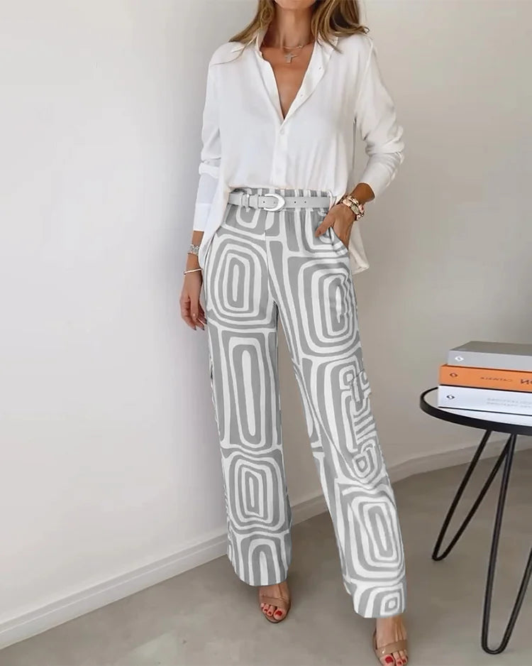 Madelon | Ensemble chic: pantalon, chemise et ceinture