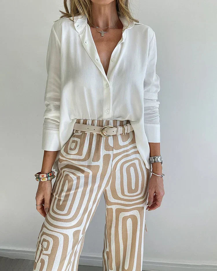 Madelon | Ensemble chic: pantalon, chemise et ceinture
